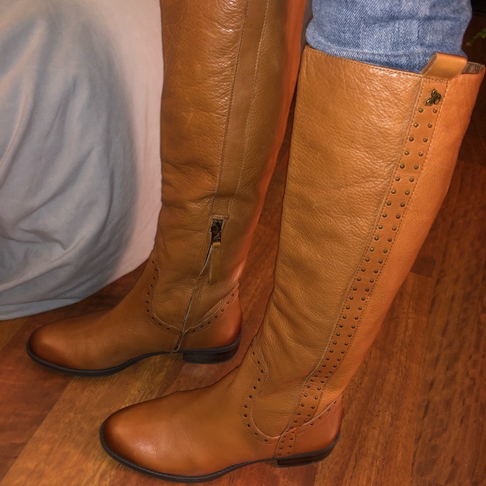 SAM EDELMAN PRINA STUDDED RIDING KNEE HIGH BOOTS